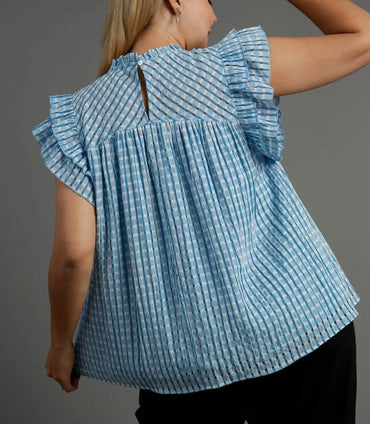 Gingham Ruffle Sleeve Top