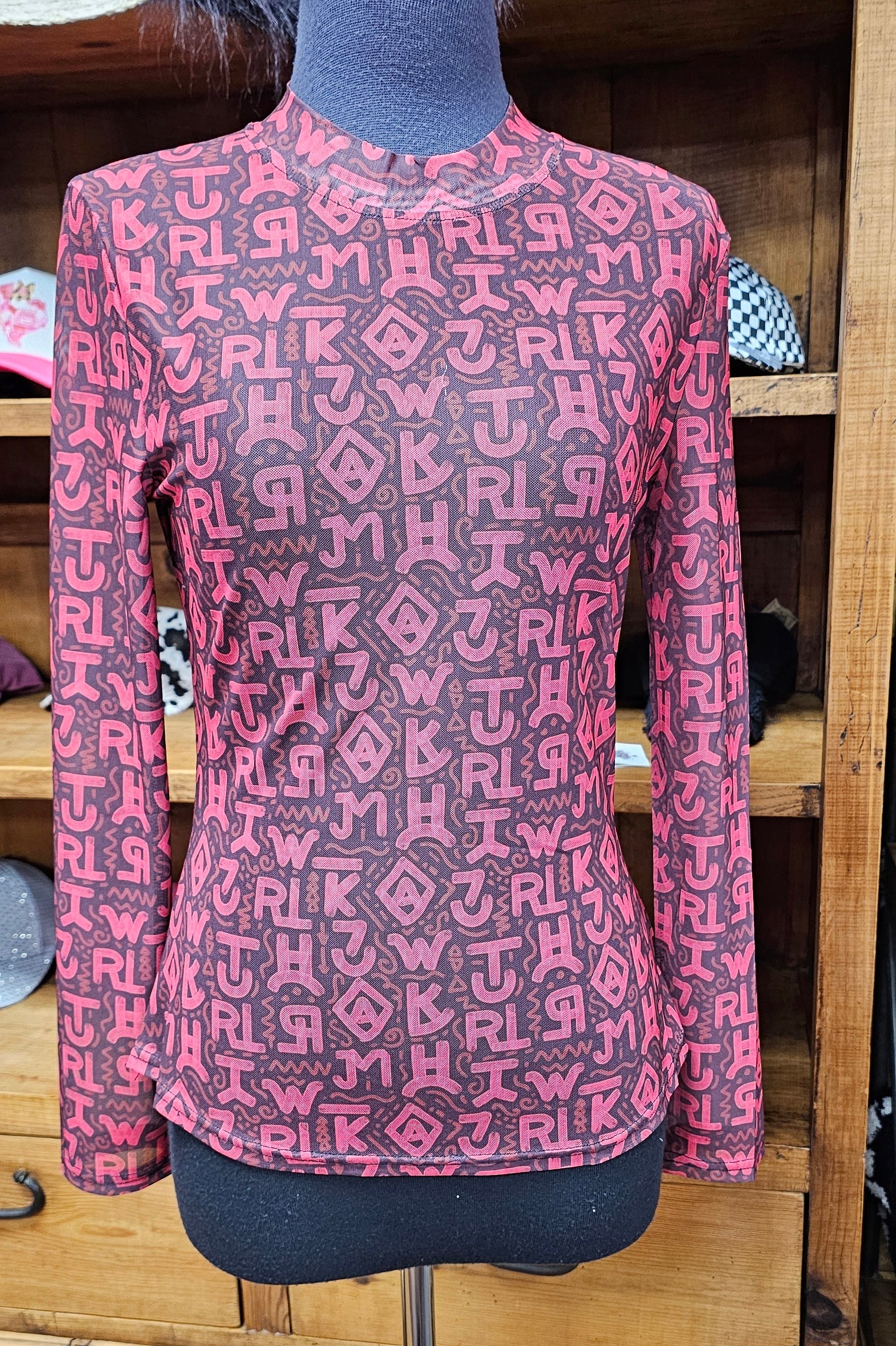 Red Brands Mesh Top
