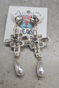 White Cross Earrings