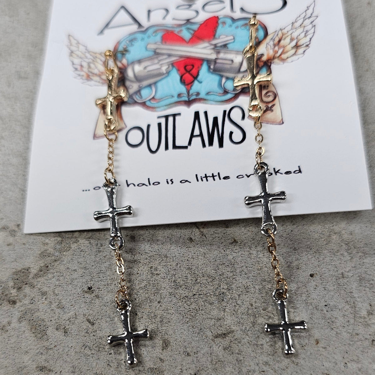 Delicate Cross Drop Earrings