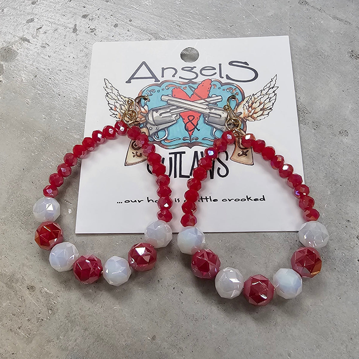 Red and White Earrings