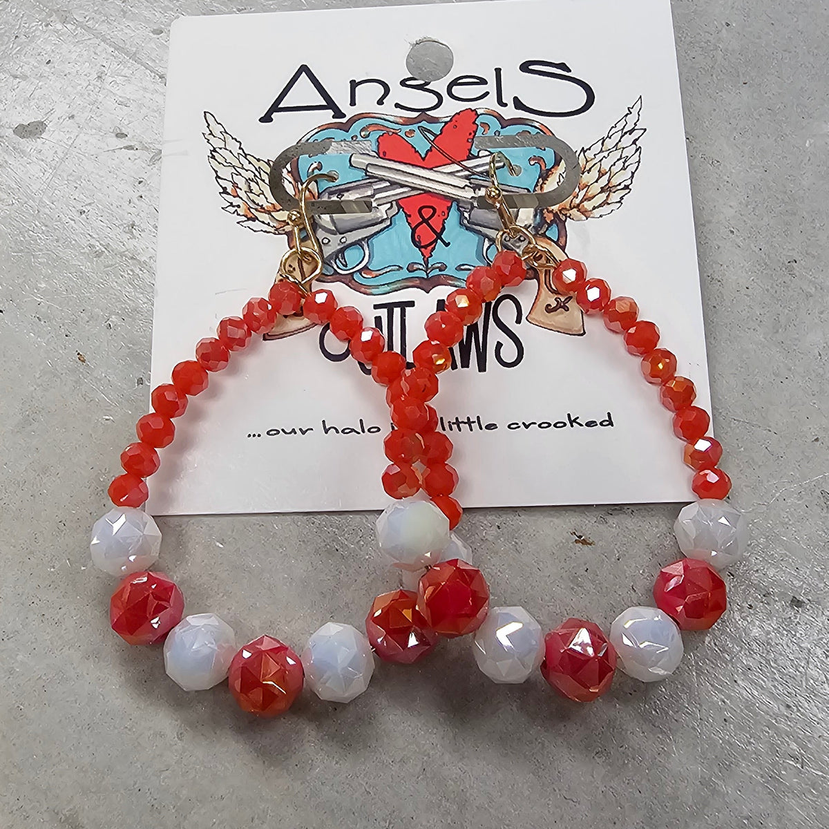 Orange ans White Earrings