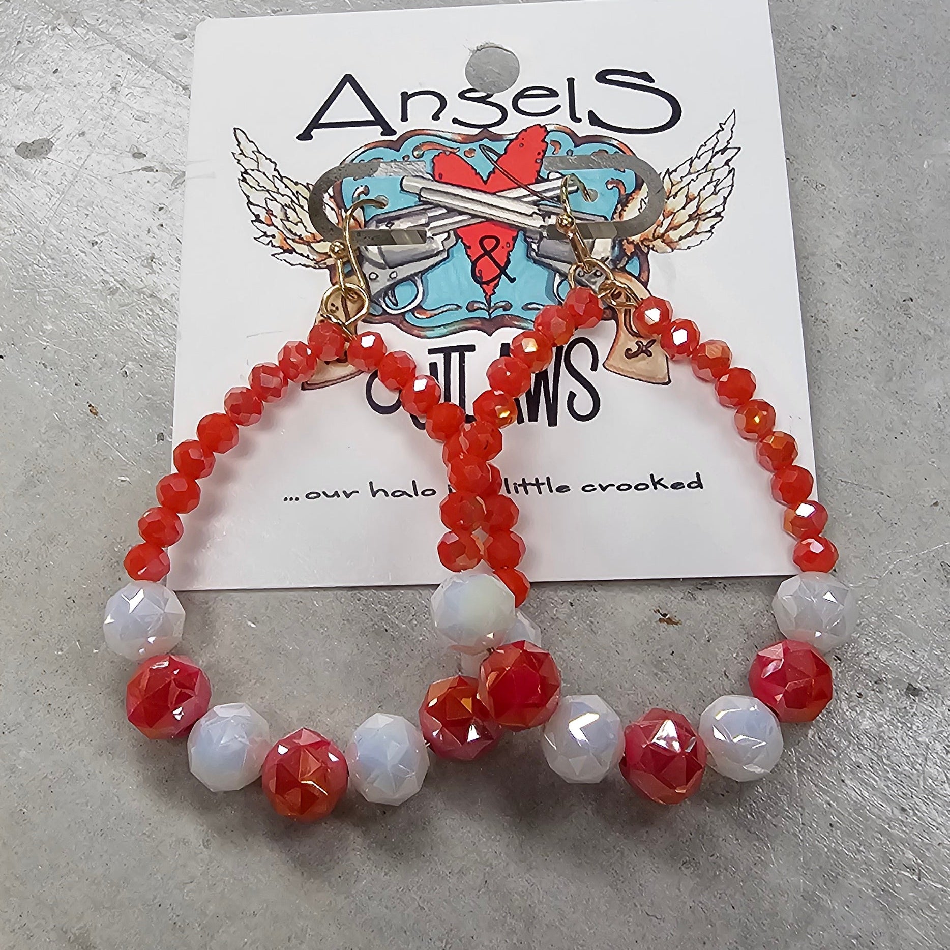 Orange ans White Earrings