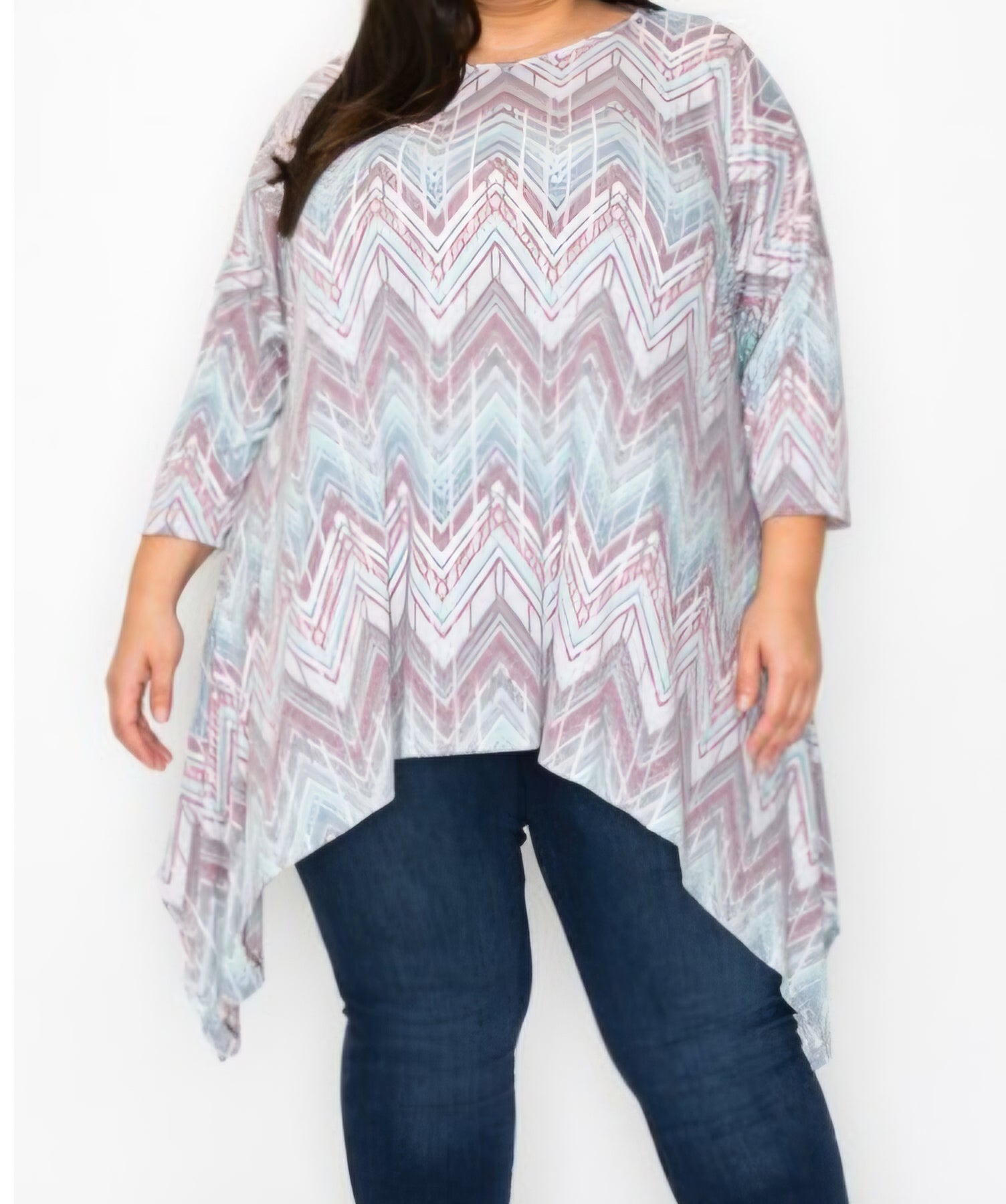 Soft Horizon Chevron Tunic