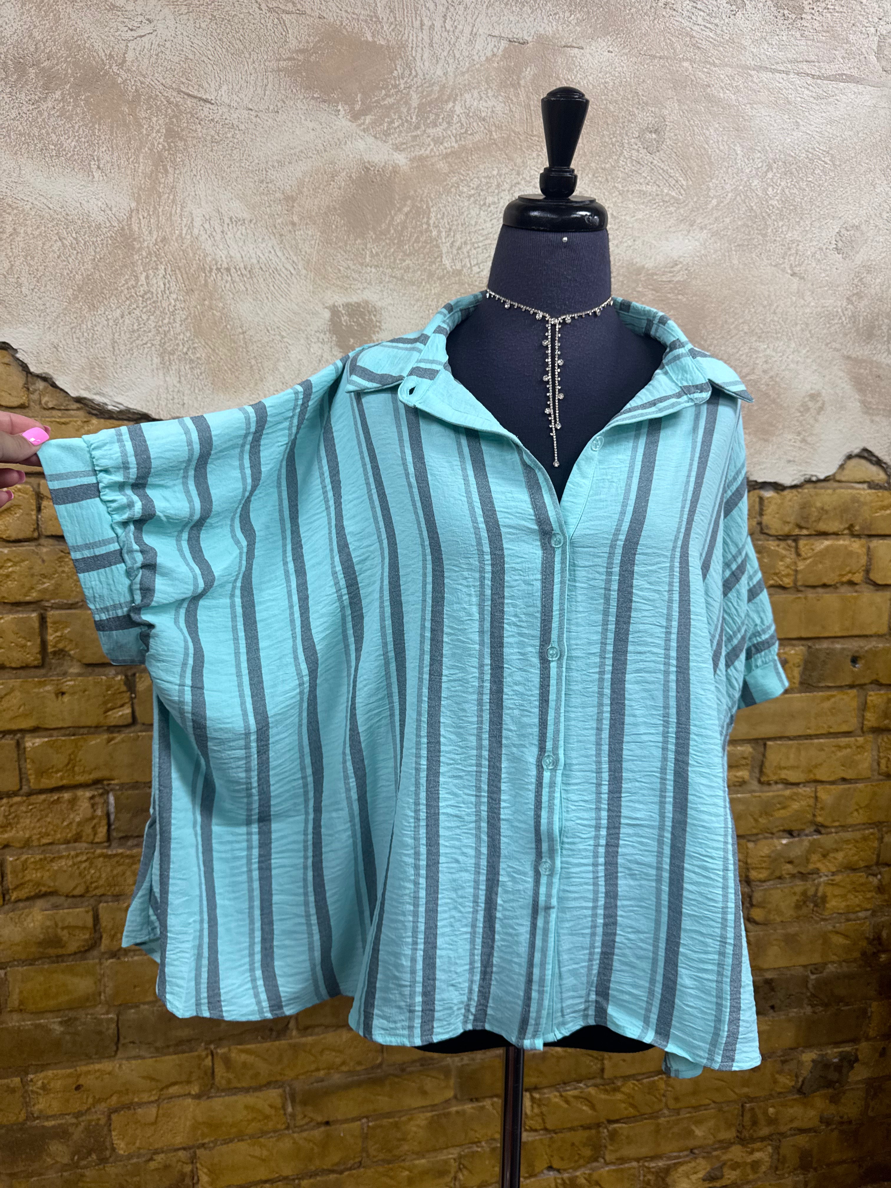 Mint Stiped Airflow Top