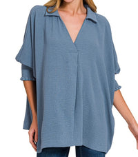 Sassy & Free Spilt-Neck Top