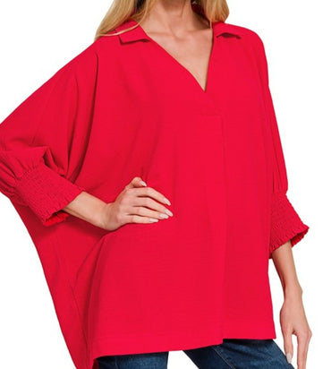 Sassy & Free Spilt-Neck Top