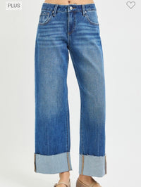 Plus Midrise cropped Straight Jean with Cuffed Hem