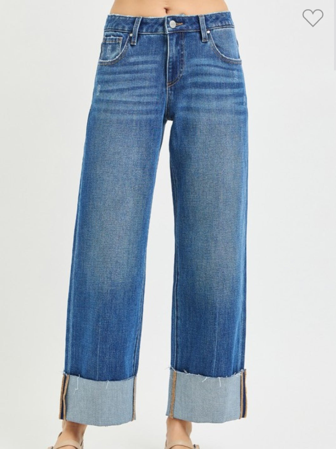 Midrise Cropped Straight Jean with Cuffed Hem