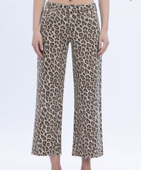 High Rise Animal Print Crop Wide Leg Jean