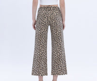 High Rise Animal Print Crop Wide Leg Jean