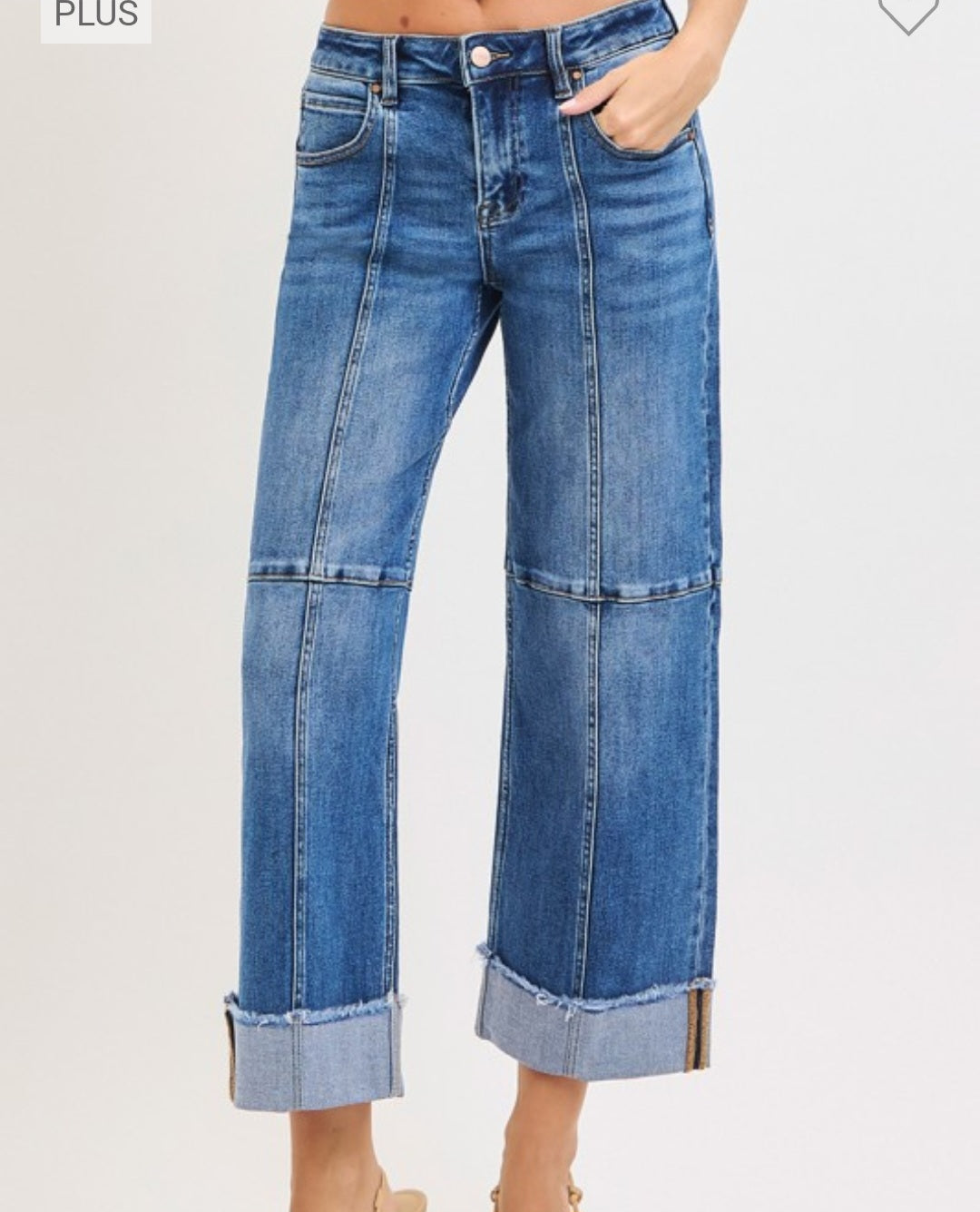 Plus Size Slouchy Crop Wide Seam Detailed