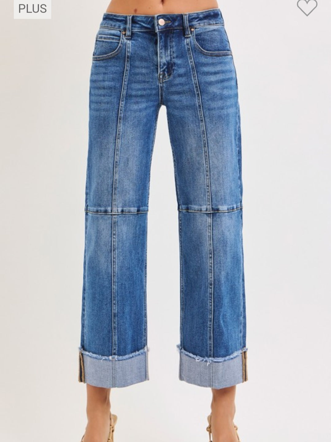 Plus Size Slouchy Crop Wide Seam Detailed