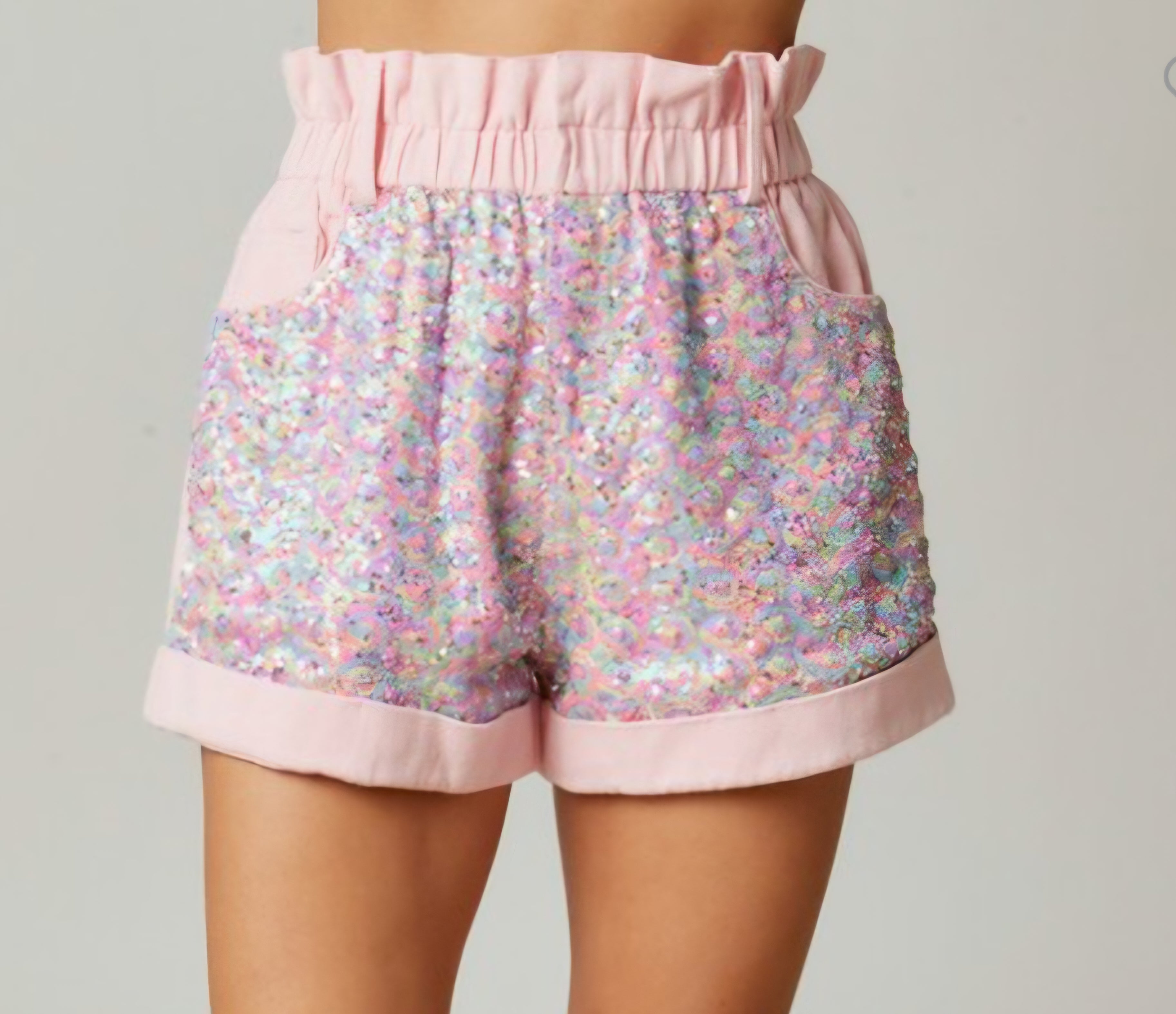 Pink Sequin Shorts