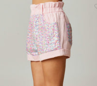 Pink Sequin Shorts